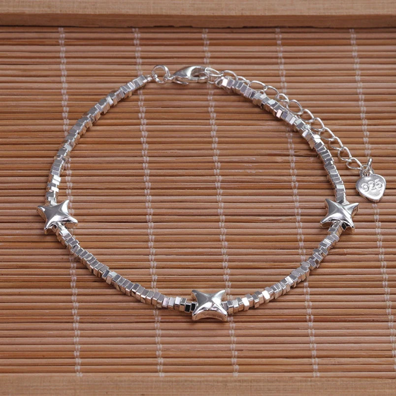 VENTFILLE 925 Sterling Silver Line Extremely fine Bracelet for Women Love Haert Bead Korean Ins Sweet Jewelry Gift Dropshipping