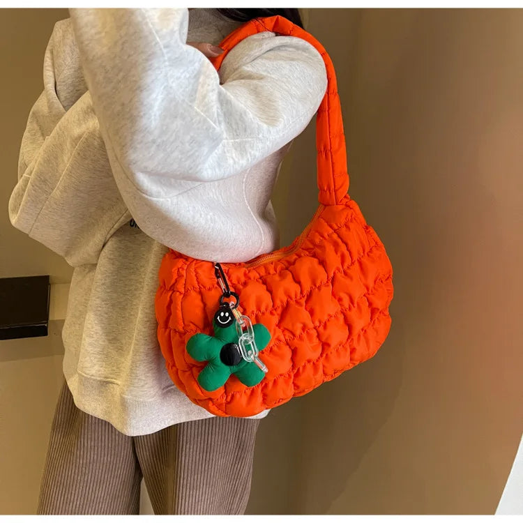 Women's Bag Korean Version Sweet Girly Style Shoulder Bag Fashion Casual Bubble Dumpling Bag Fold Cloud Bag Fashion Exquisite