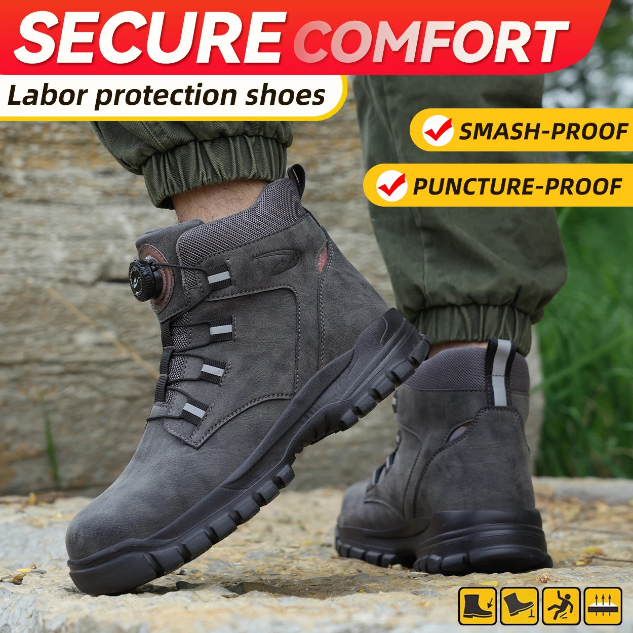Work Safety Boots Men Waterproof Security Boots lightweight Industrial Steel Toe Work Shoes Protective Men Safety Shoes Size 48