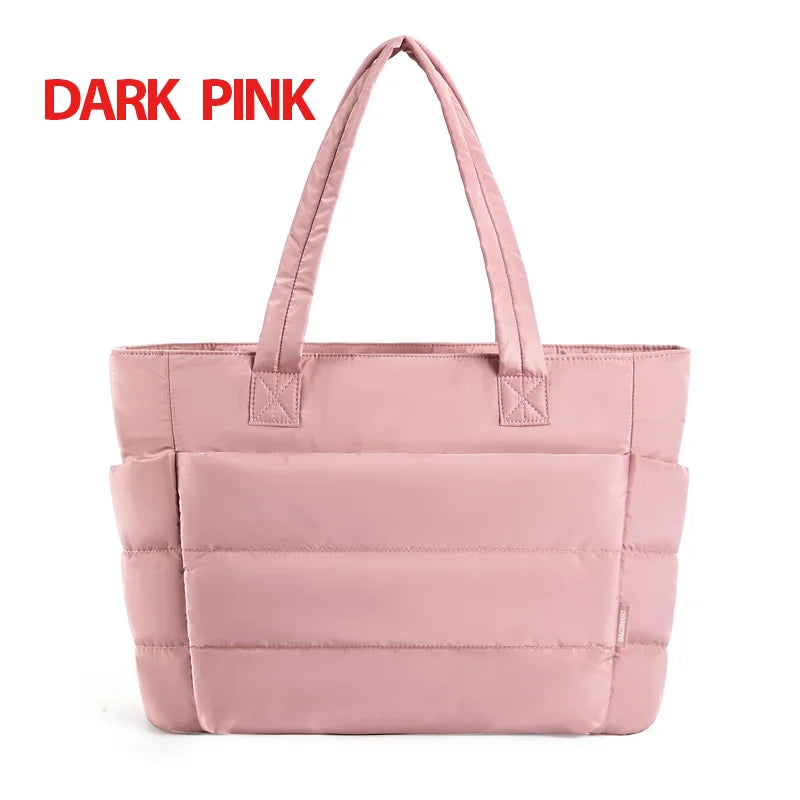 BAGSMART Women's Bag Solid Color Tote Bag Commuting College Padded Shoulder Bag Leisure Simple Female Handbags for Travel