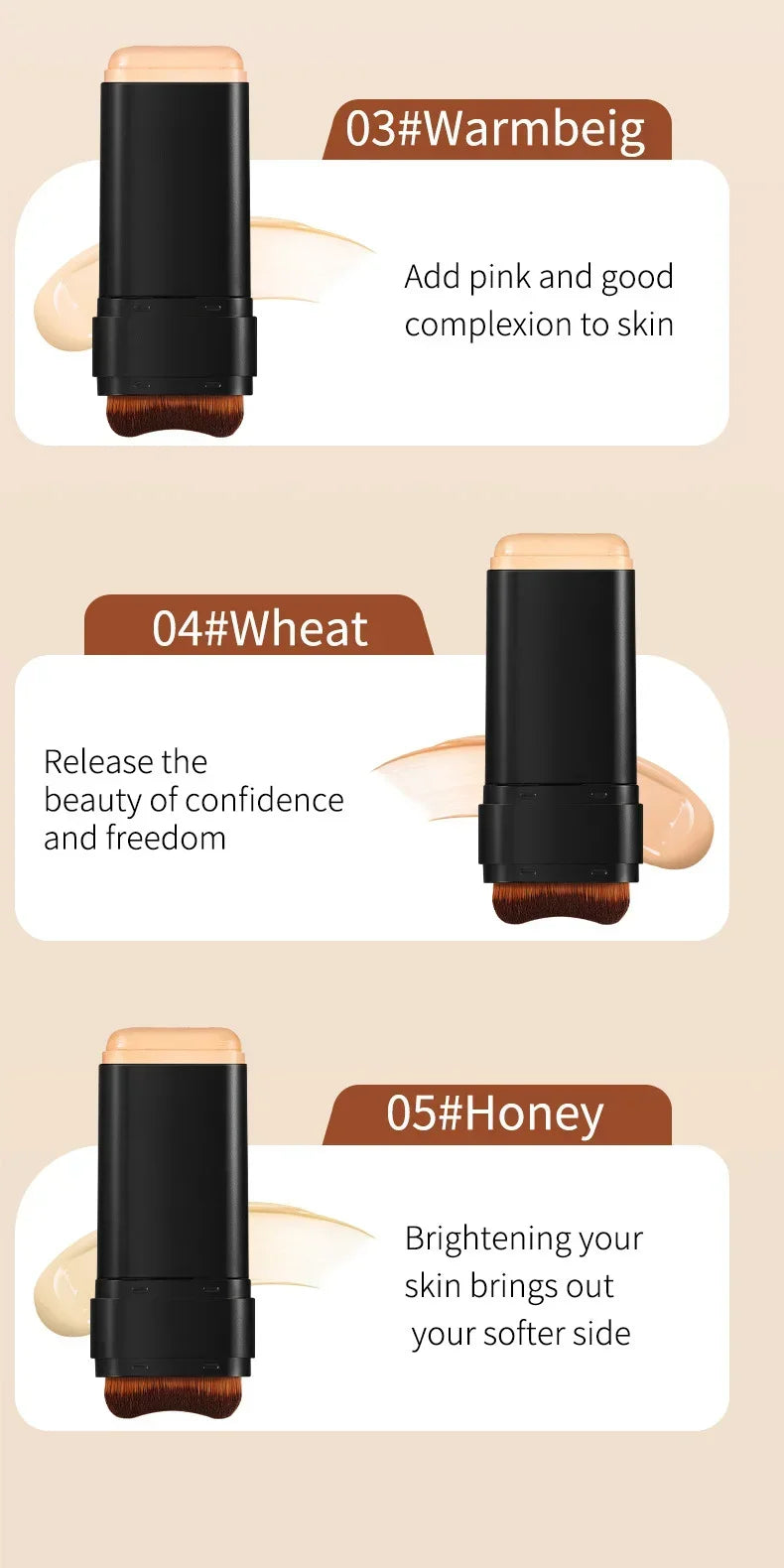 TVLV eraser foundation make-up stick 20g, with brush to brighten skin liquid foundation, long-lasting makeup concealer