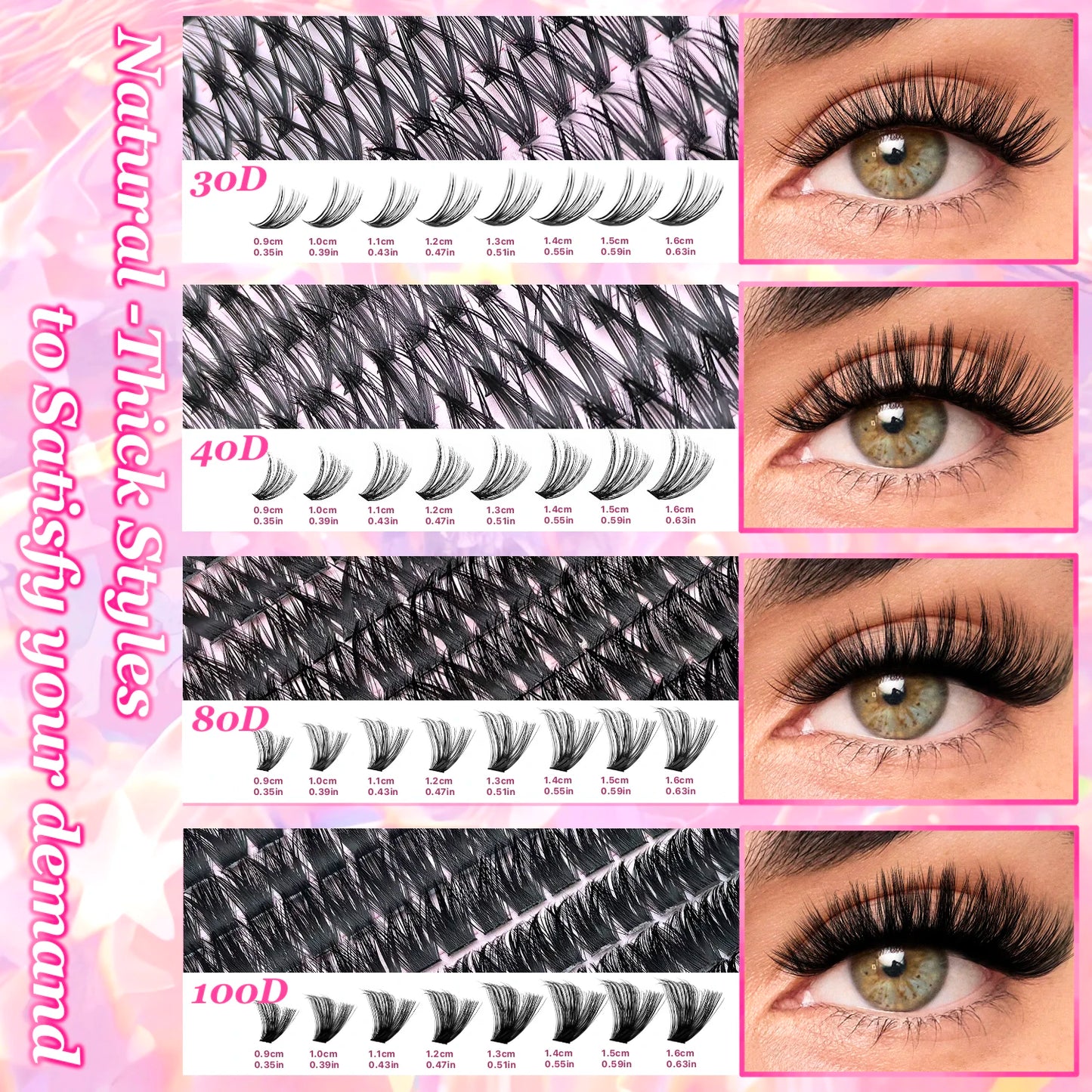 DIY Lash Extension Kit 720pcs Lash Clusters Individual Eyelashes Kit with Lash Bond and Seal Wispy Natural Mange Lashes