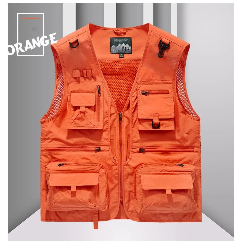 FGKKS 2023 Outdoor Leisure Vest Men's New Multi-Pocket Breathable Outdoor Sports Coat High-Quality Design Leisure Vest Men