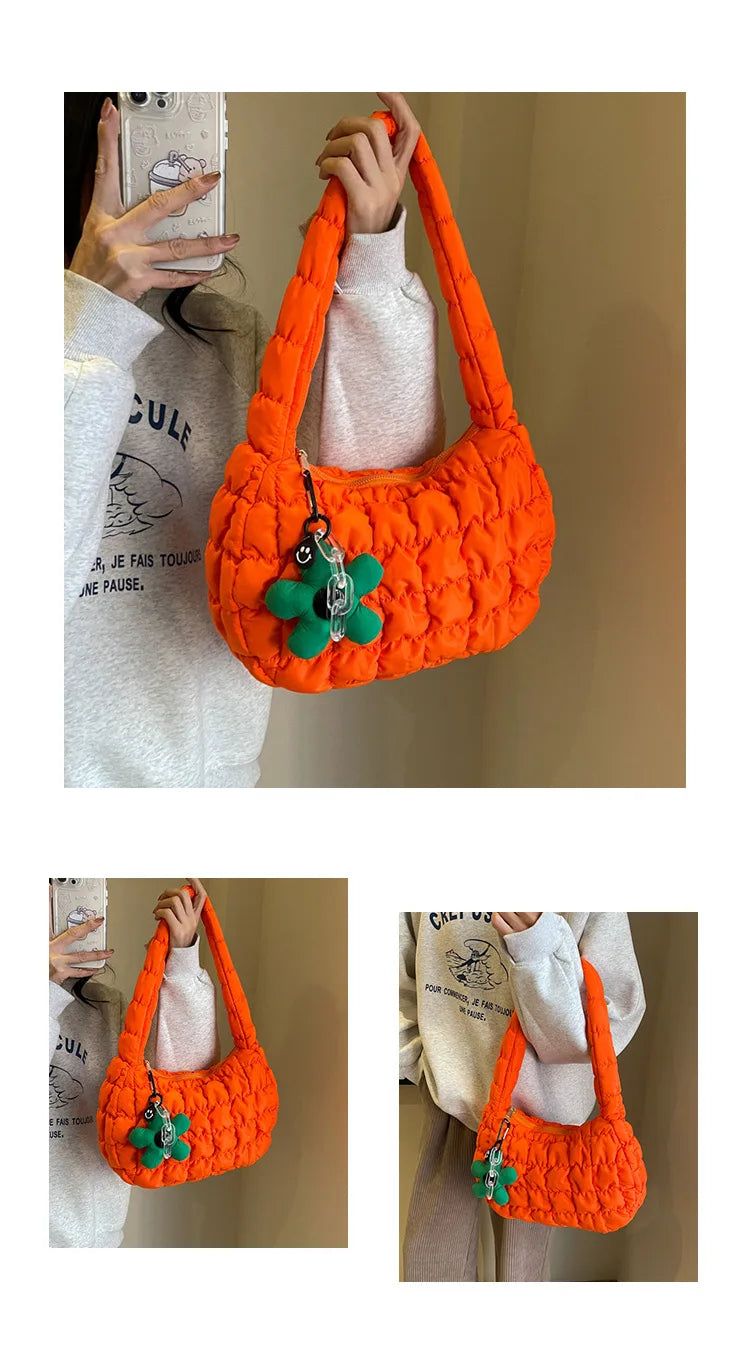 Women's Bag Korean Version Sweet Girly Style Shoulder Bag Fashion Casual Bubble Dumpling Bag Fold Cloud Bag Fashion Exquisite