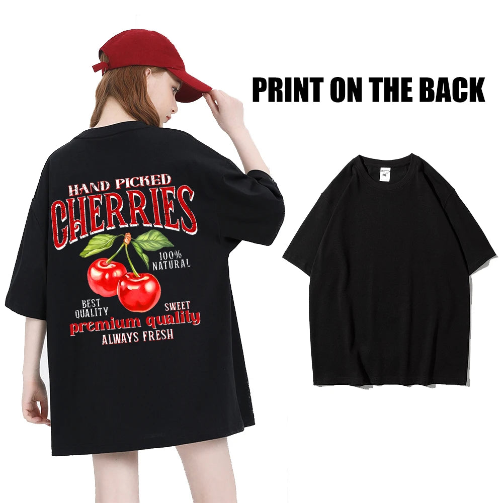 Trend Cotton Women'S T-Shirts Japanese Tokyo Sakura Printed Streetwear Soft Breathable Oversize Summer Street Female Clothes