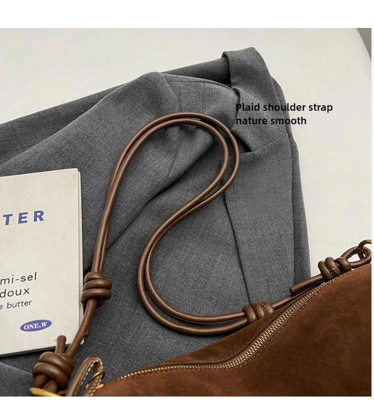 Faux Suede Super Popular Niche Suede Shoulder Bag for Women 2025 Hot Sale Single Crossbody Bags Underarm Dumpling Sweet Bags