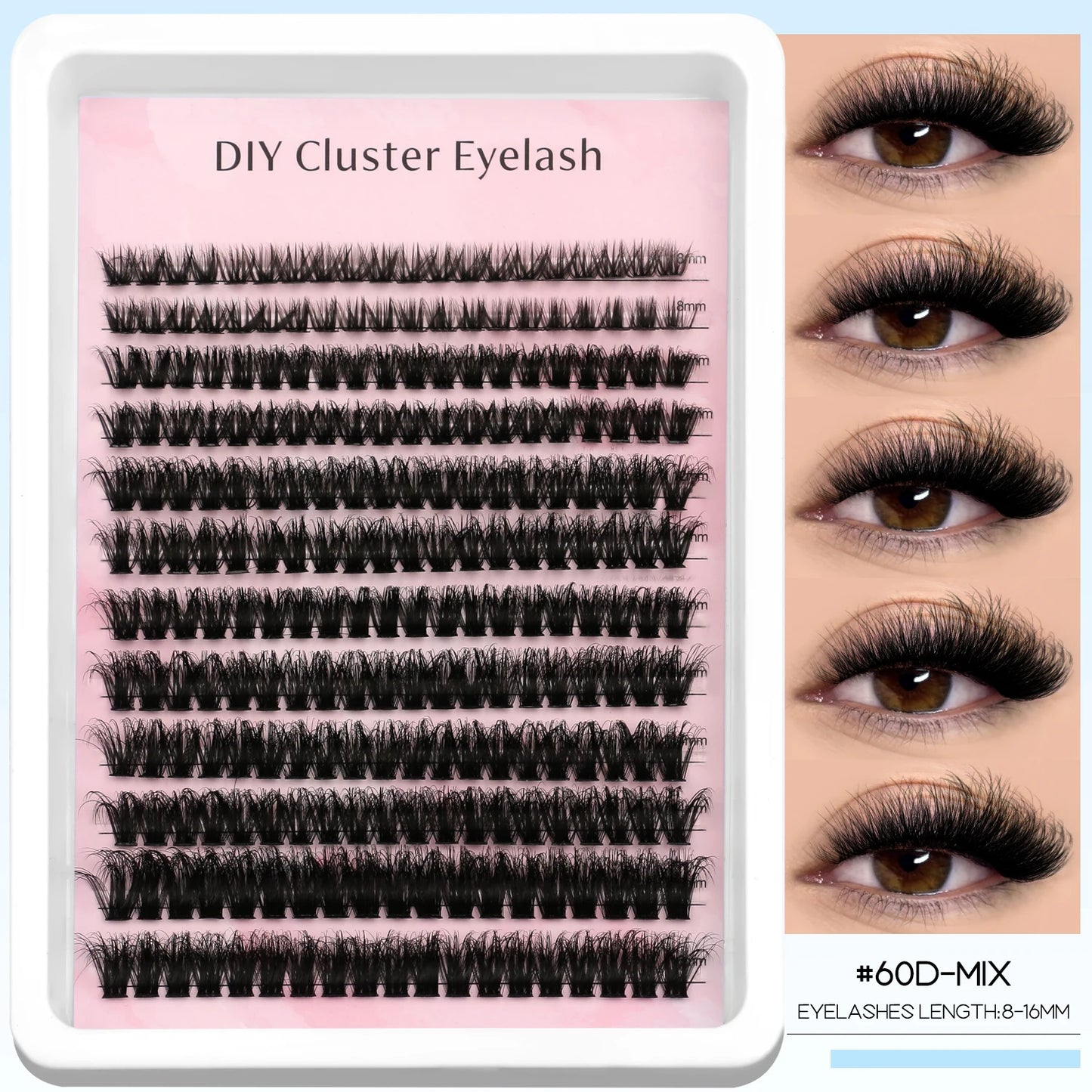 GROINNEYA Lashes Clusters Faux Mink Lashes Eyelash Extension Voluminous Fluffy Wispy Cat Eyelashes Eyelashes Clusters Makeup