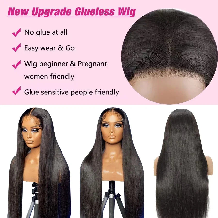 13x4 Ready to Wear and Go Lace Glueless Wigs Transparent Straight Pre Cut Lace Front Human Hair Wigs 4X4 Closure Wig Pre Plucked