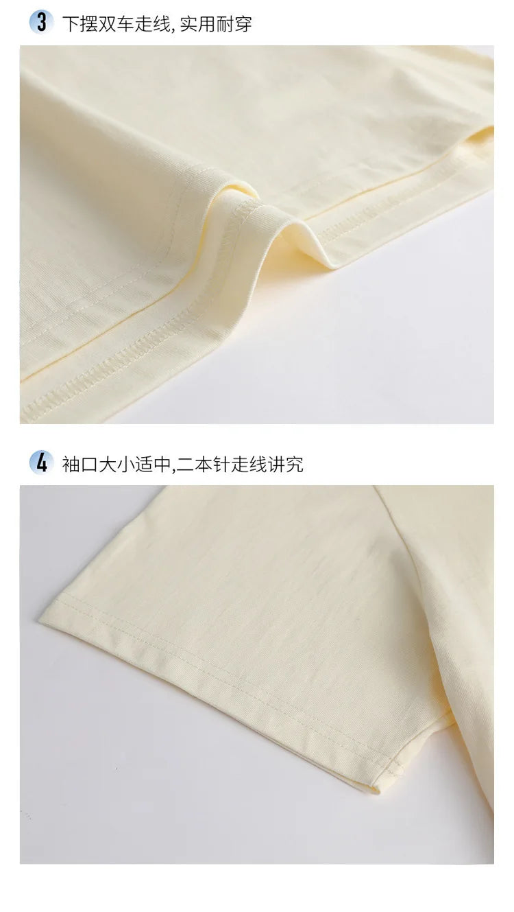 Heavyweight round neck pure cotton short sleeved t-shirt loose solid color white t men's and women's bottom shirt solid color