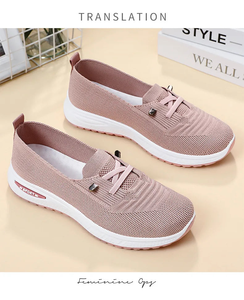 Summer Women's Sneakers Breathable Slip on Walking Shoes Mesh Low Top Womens Vulcanized Shoes Soft Sole Lightweight Women Shoes