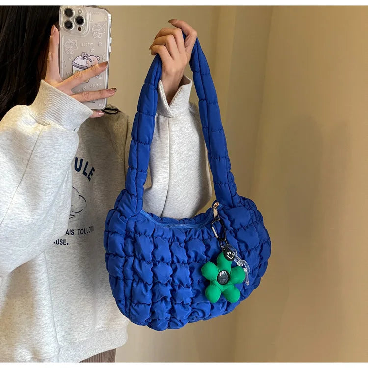 Women's Bag Korean Version Sweet Girly Style Shoulder Bag Fashion Casual Bubble Dumpling Bag Fold Cloud Bag Fashion Exquisite