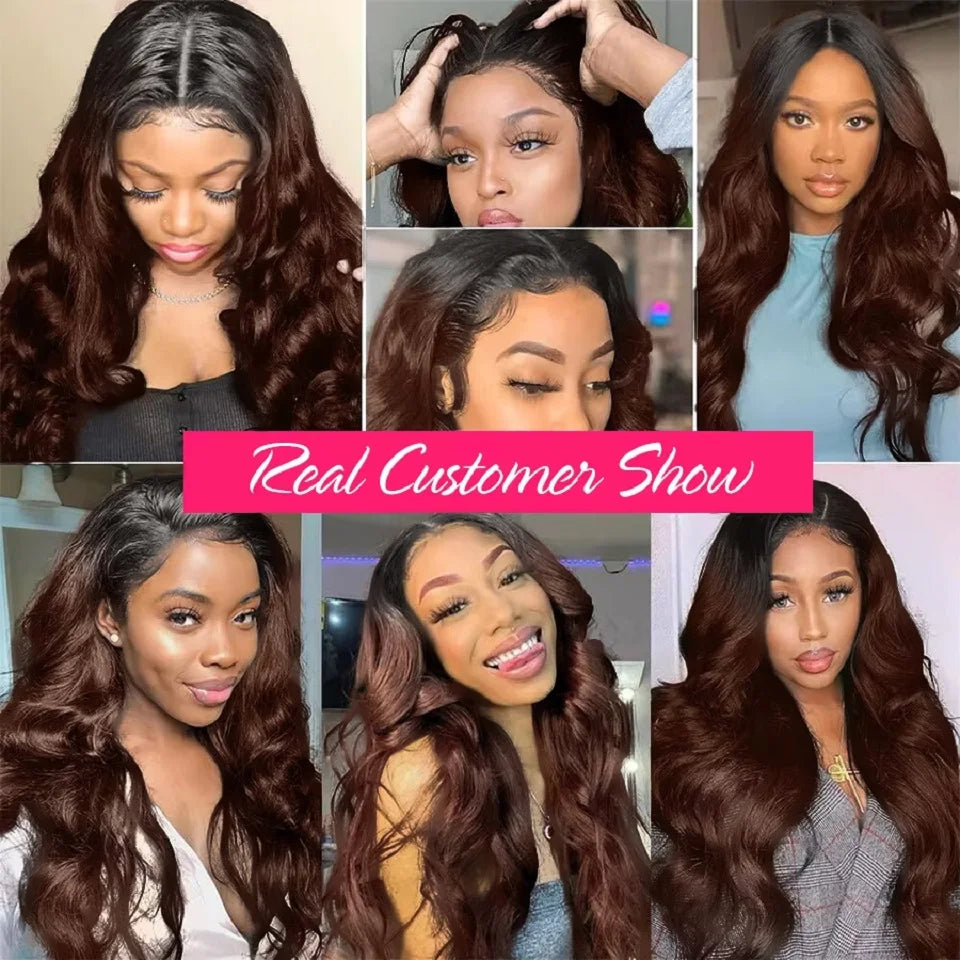 V Part Wig Ombre Reddish Brown Human Hair Remy Raw 28 30 Inch 250% No Glue Brazilian Loose Wavy V Part Human Hair Wigs for Women