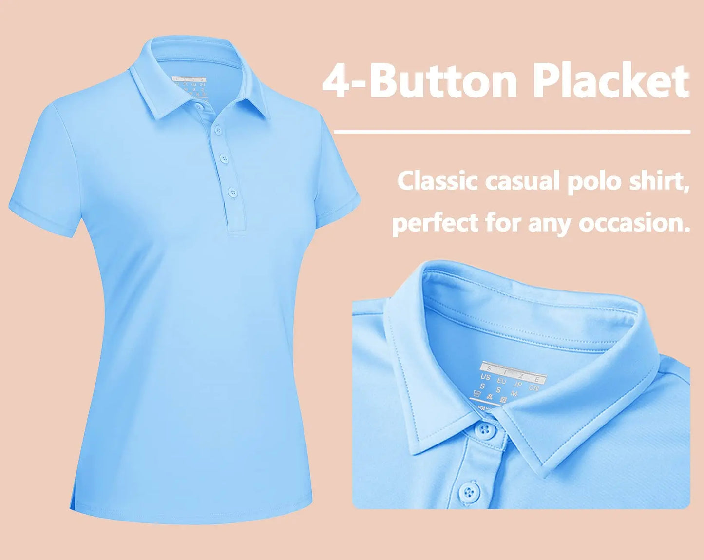 TACVASEN Summer UPF 50+ Short Sleeve Shirts Womens Sun Protection T-shirts Quick Dry 4 Buttons Tennis Workout Tee Golf Pullovers