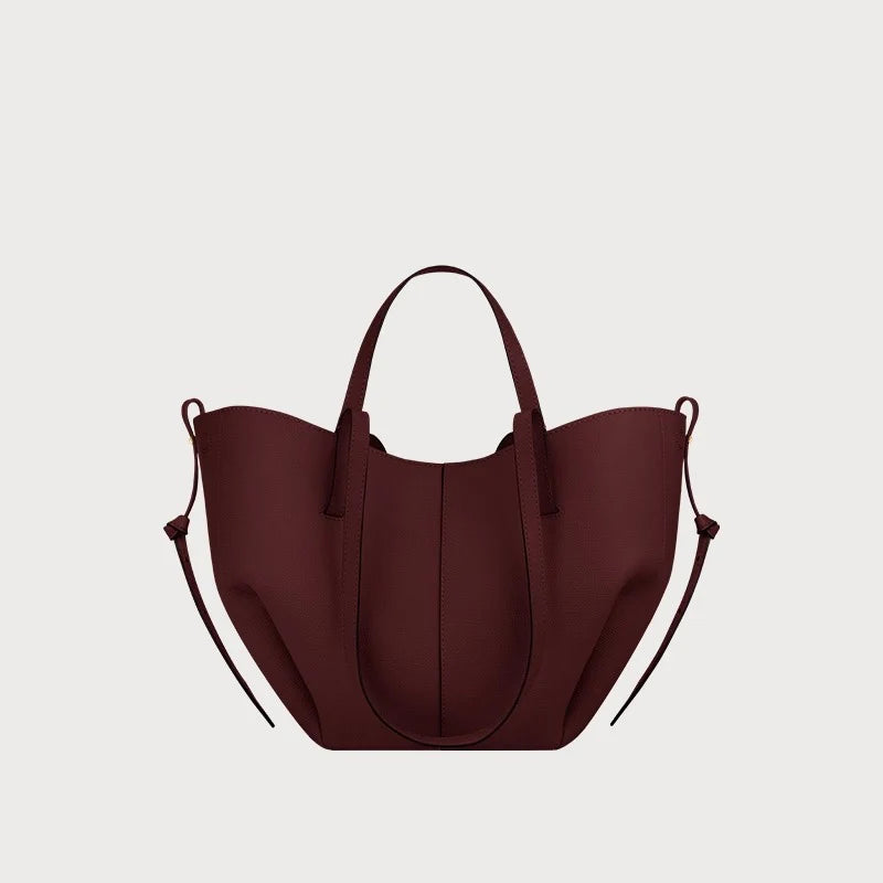 Women's large capacity leather hand-held wing bag, pleated underarm tote bag, casual and fashionable one shoulder underarm bag