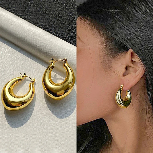 ‌2025 New Gold Color Stainless Steel Arch Boho Stud Earrings Hypoallergenic Light Luxury Jewelry for Women, for Daily Party