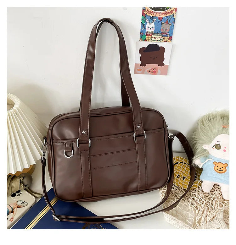 Japanese Style JK Bag Women High School Student Uniform Bag PU Leather Shoulder Bag Women Simple Handbags Crossbody Bags Itabag