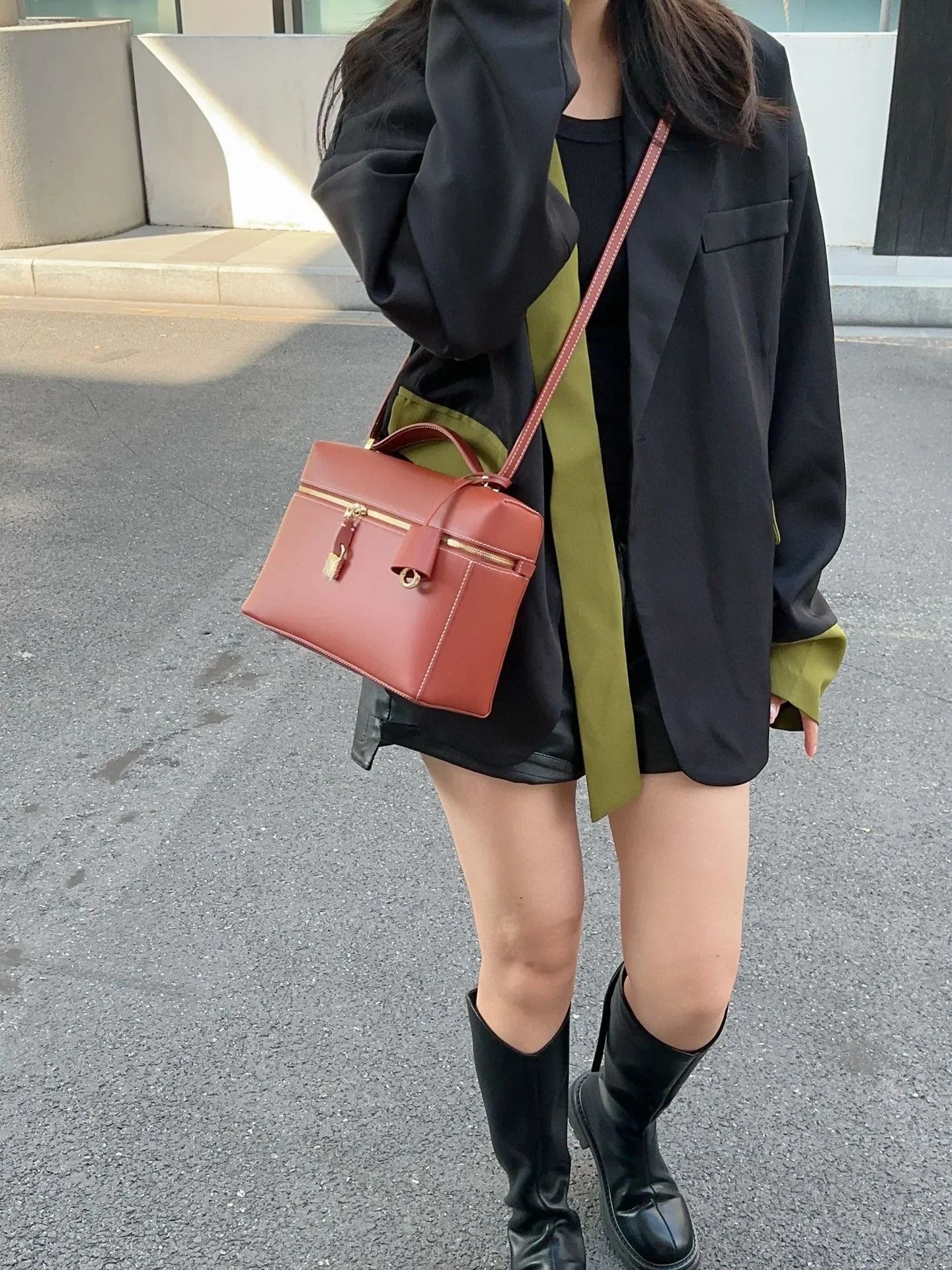 Lp27vintagecow Leather Extra Bag Casual Large Capacity Handbag Single Strap Soft Shape Autumn New Release Box Bag