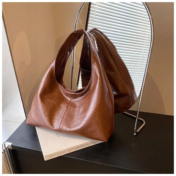 Large Capacity PU Leather Hobo Underarm Bags Autumn Winter Shoulder Bag for Women 2025 New Trend Y2K Handbags and Purses Tote