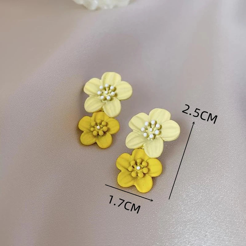 Simple Coffee Flower Drop Dangle Earrings for Women New Korean Fashion Jewelry Wedding Party Girl Elegant Jewelry Accessories