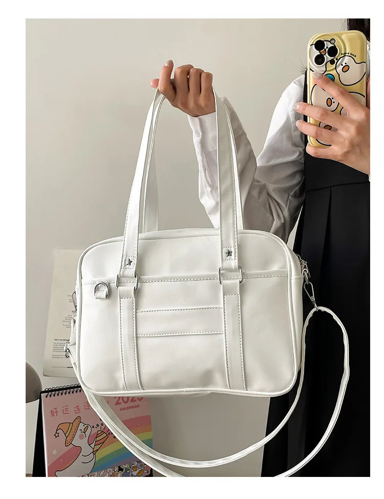 Japanese Style JK Bag Women High School Student Uniform Bag PU Leather Shoulder Bag Women Simple Handbags Crossbody Bags Itabag