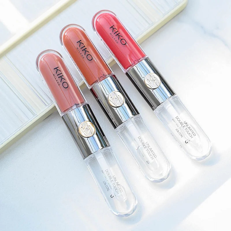 Hot Kiko Double Headed Lipstick Transparent Mirror Lip Gloss Non Fading Oil Sexy Rich Lip Gloss Milk Tea Bean Paste Naked Makeup