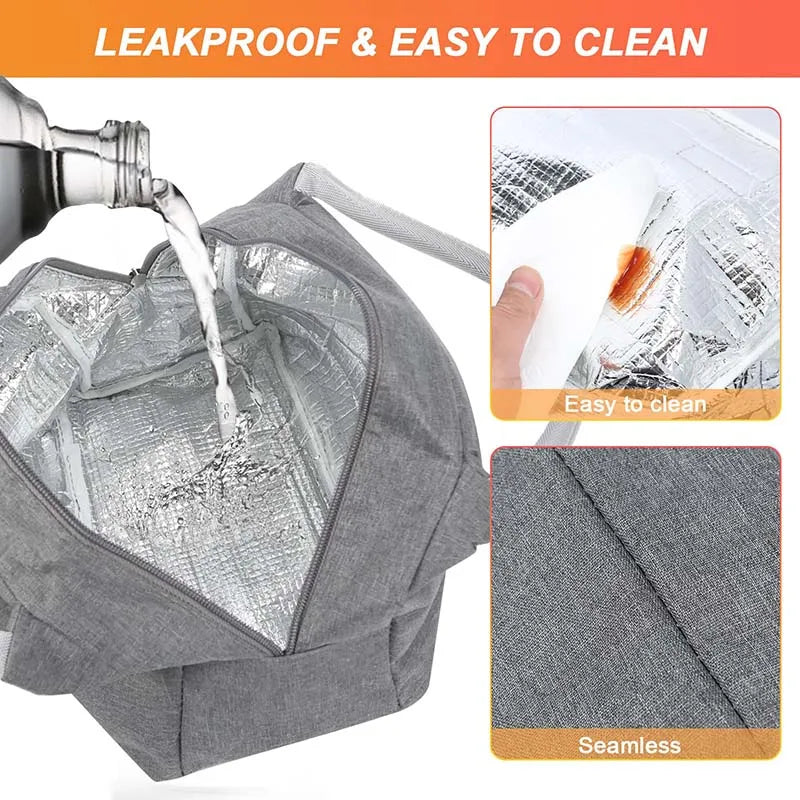 Small Lunch Cooler Bag for Women Men Leakproof Food Carrier Work Lunch Bag Thermal Keeps Cold & Heat Insulated Tote with Zipper