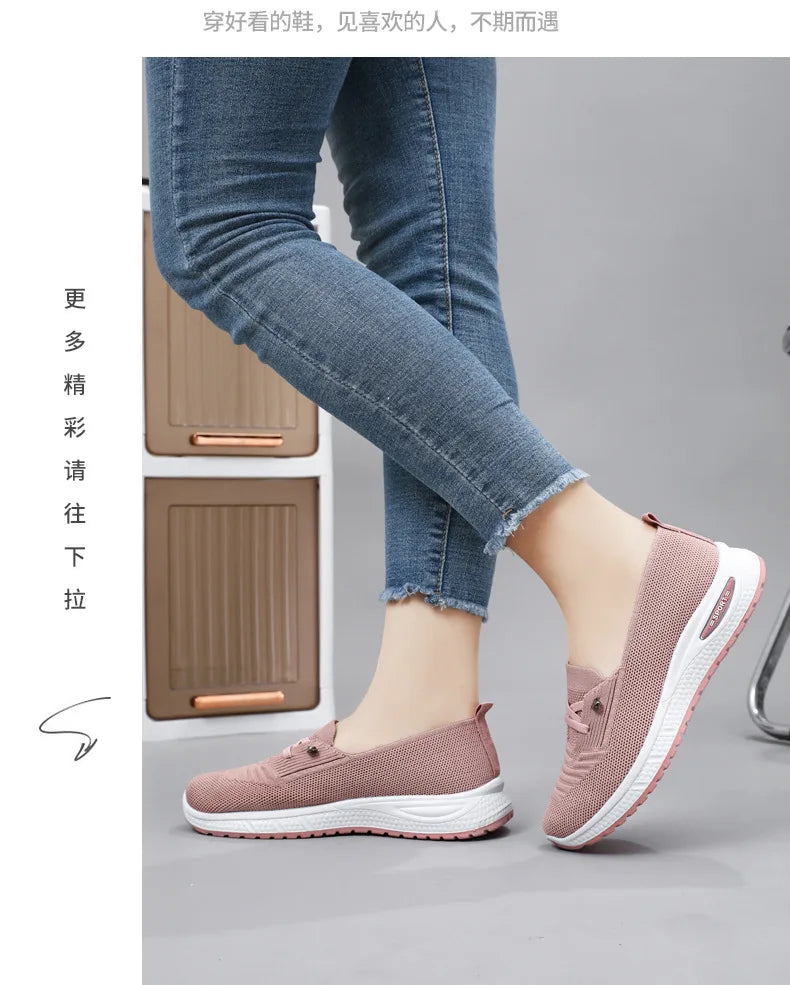 Summer Women's Sneakers Breathable Slip on Walking Shoes Mesh Low Top Womens Vulcanized Shoes Soft Sole Lightweight Women Shoes