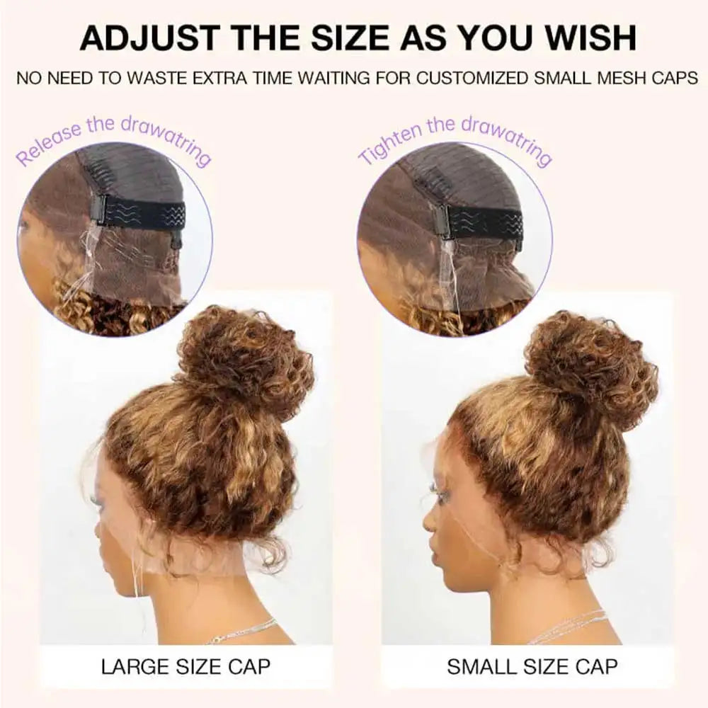 Invisible Strap 360 Full Lace Glueless Wig Chocolate Brown Deep Wave Frontal Wig Hidden Water Wave Lace Front Wig Human Hair