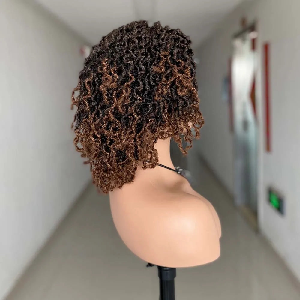 Short Braided Wigs For Black Women Short Dreadlock Wigs Afro Braids Curly Synthetic Hair Nu Faux Locs Wigs For Black Women