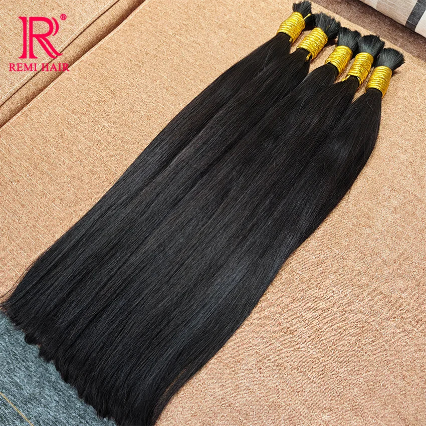 100% Real Human Hair Bulk Good Quality Straight Natural Hair Weaving No Weft Indian Hair Extension Human Hair Braiding For Women