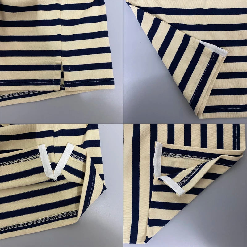 Bronson Sailor's Striped Shirt Vintage Fashion Breton Boat Collar Long Sleeve T-Shirt