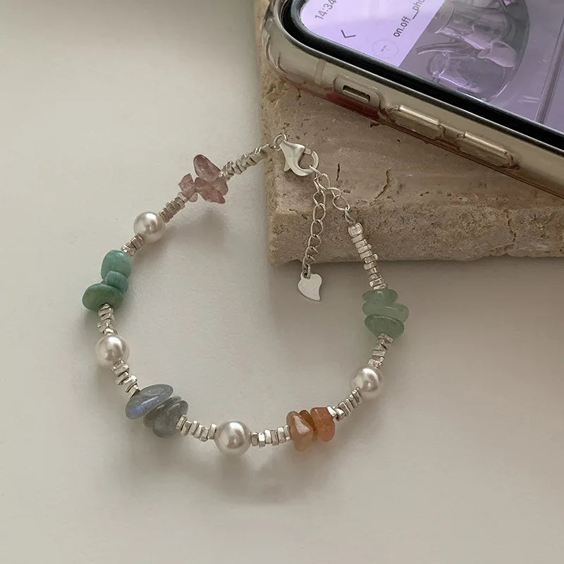 VENTFILLE 925 Sterling Silver Line Extremely fine Bracelet for Women Love Haert Bead Korean Ins Sweet Jewelry Gift Dropshipping