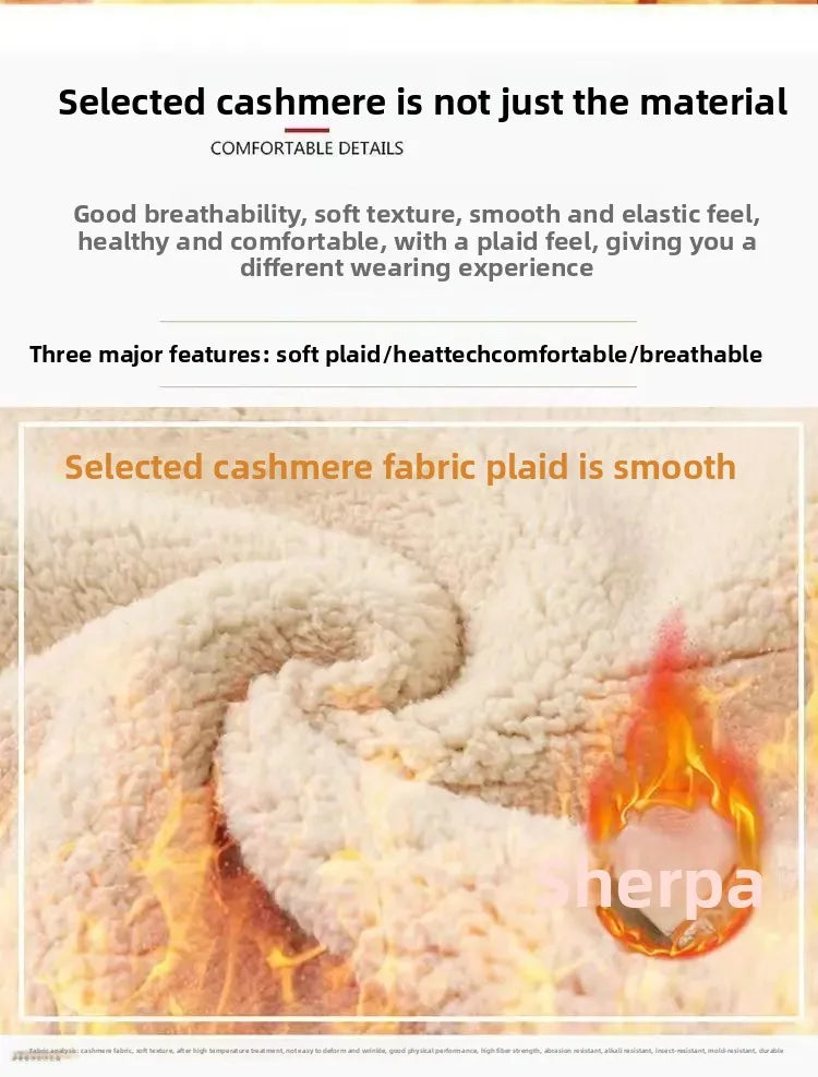 Men's Autumn Winter Lamb Velvet Set Thickened Fleece Casual Sports Outerwear And Pants Large Size Comfortable Dad Clothes