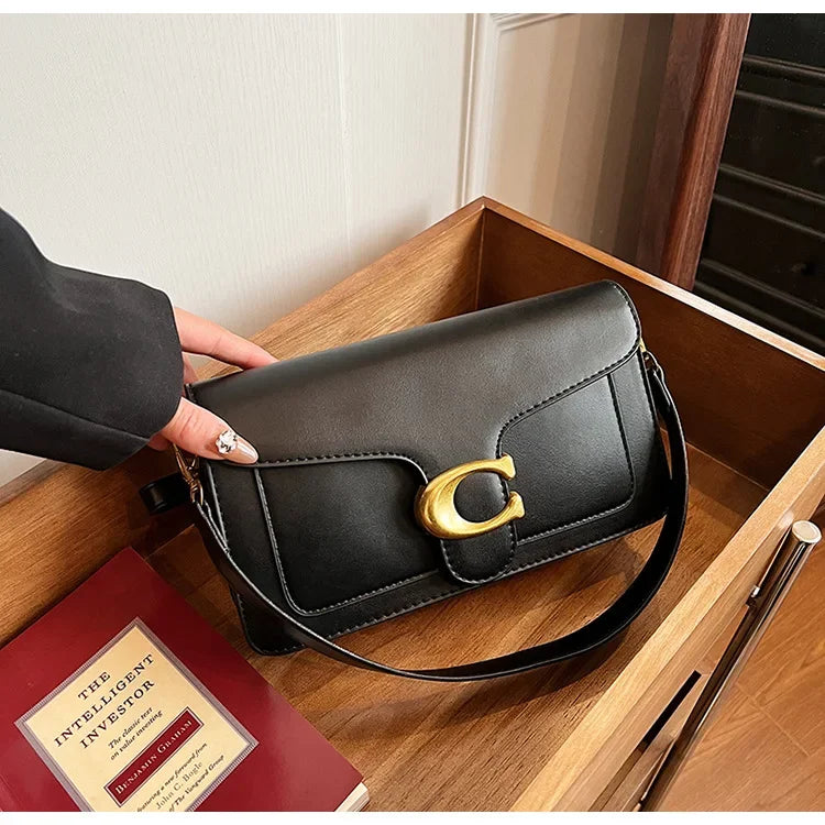 2025 New Women's High-End Pure Color Simple Square Bag Multi-Layer Commuting Single Shoulder Bag Neutral Minimalist Style