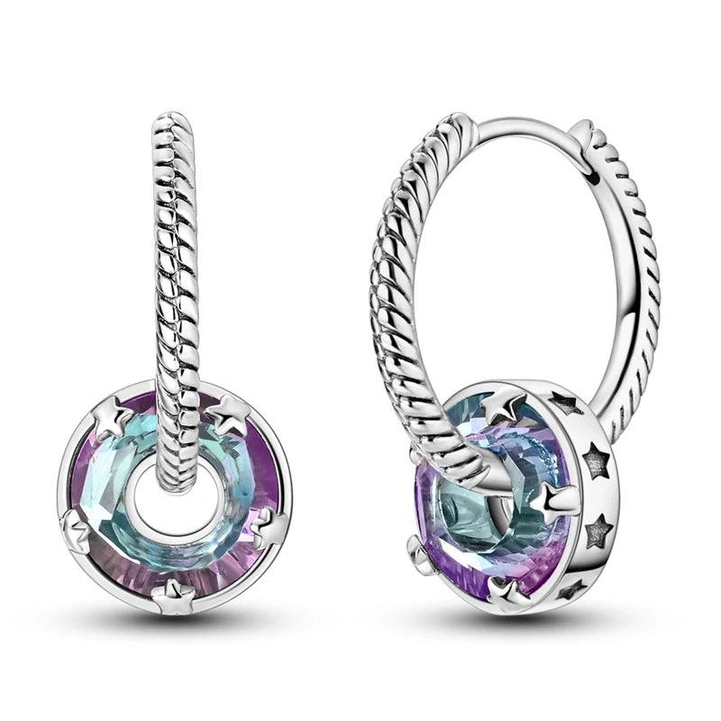 2025 New 925 Sterling Silver Hoop Earrings Flowers Zircon Drop Earrings Stud For Woman Fine Birthday Wedding Party Jewelry Gifts