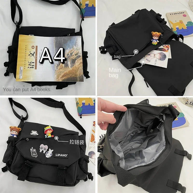 Korean Street Style Versatile Artistic Hong Kong Version Shoulder Bag Messenger Crossbody Bag