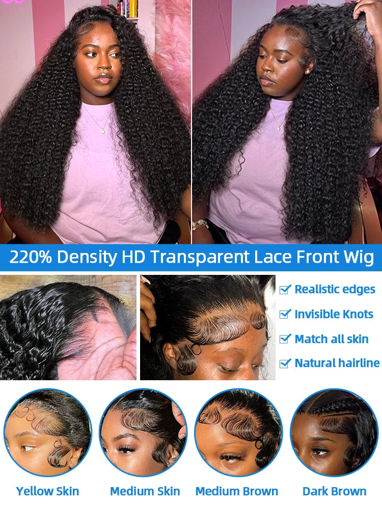 Xcurly 30 40 Inch Deep Wave 13x4 HD Lace Front Wig Human Hair For Women 220 Density Loose Water Curly 13x6 Lace Frontal Wigs