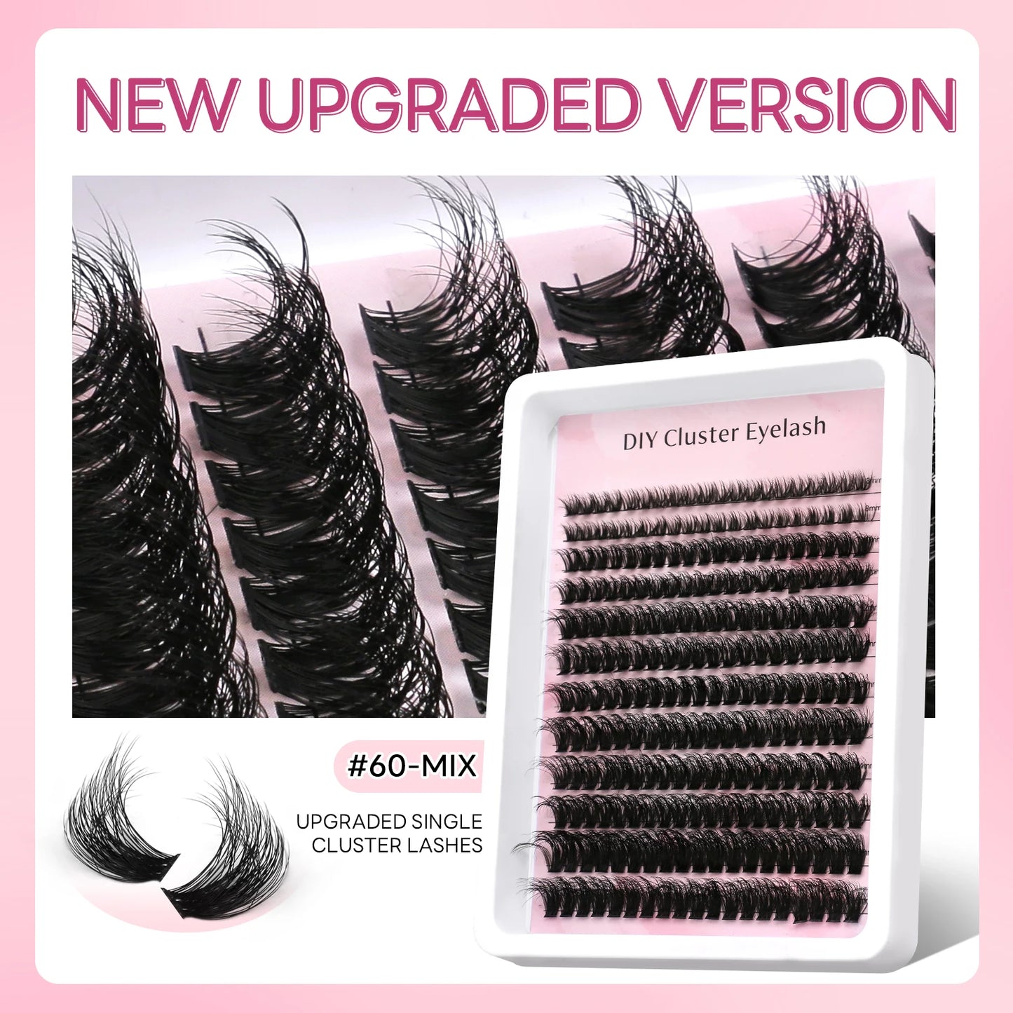 GROINNEYA Lashes Clusters Faux Mink Lashes Eyelash Extension Voluminous Fluffy Wispy Cat Eyelashes Eyelashes Clusters Makeup