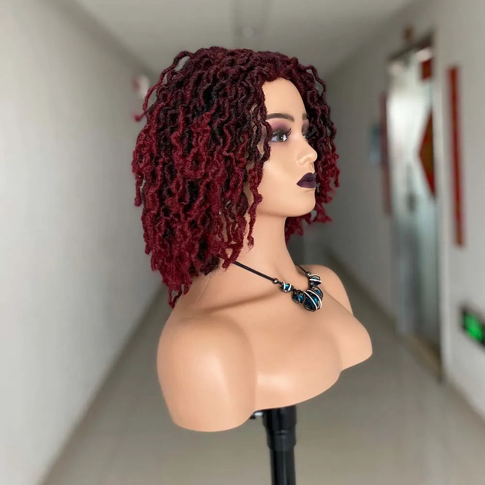 Short Braided Wigs For Black Women Short Dreadlock Wigs Afro Braids Curly Synthetic Hair Nu Faux Locs Wigs For Black Women