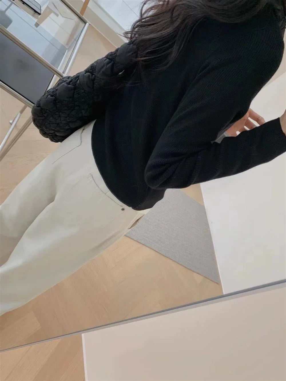 Y2k Black Fake Two Pieces Long Sleeves Shirt Women Autumn Irregular Patchwork Tops Slim-fit Bottom Knit Shirts Aesthetic Clothes