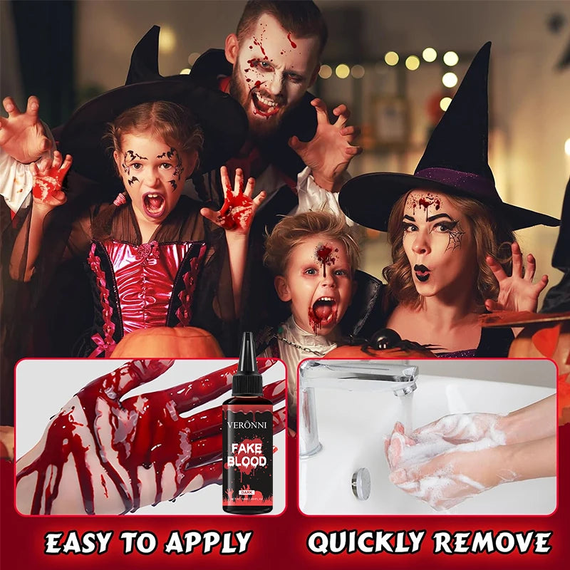 Realistic Fake Blood Gel Non-Toxic Long-Lasting SFX Makeup with Clotted Blood Texture for Halloween Party Vampire Zombie Monster