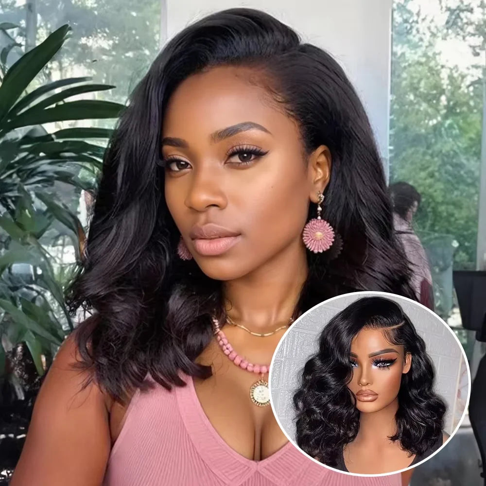 Brazilian 250% Density 13X4 Short Bob HD Lace Front Human Hair Wigs For Women Loose Body Wave Short Lace Frontal Wig Pre Plucked