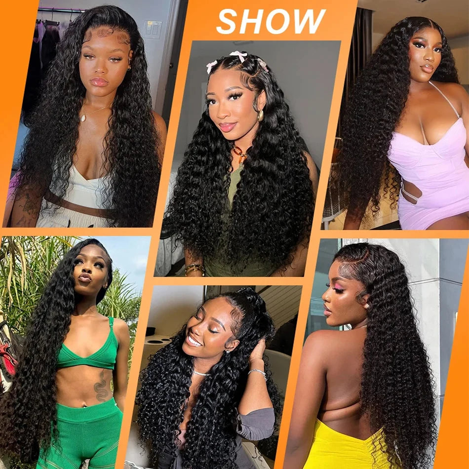 Kinky Curly 13x4 Lace Frontal Wig For Women 13x6 Glueless Human Hair Wigs Deep Water Wave Full Lace Front Wigs Ready to Wear Wig