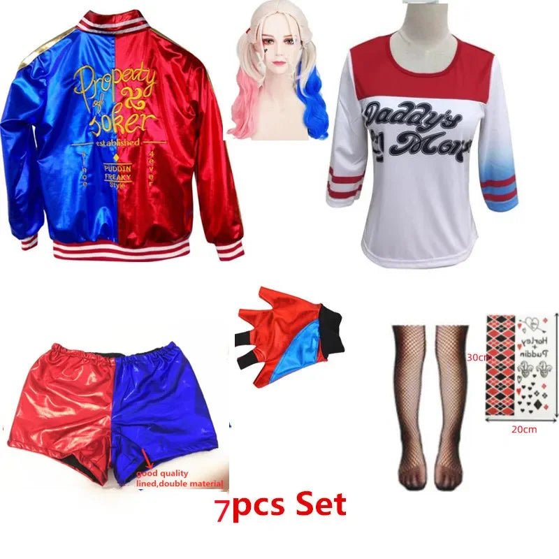 Hot Toys Suicide Harley Cosplay Squad Costumes Halloween Carnival Women Adult Jacket Pants Christmas Party Clothes
