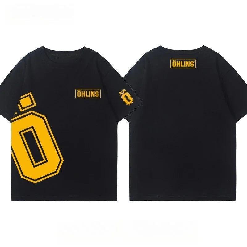 25 New Motorcycle Shock Absorber Modified T-shirt Clothes Casual Trendy Brand Men's Women's Car Club Crew Neck Short-sleeved Top