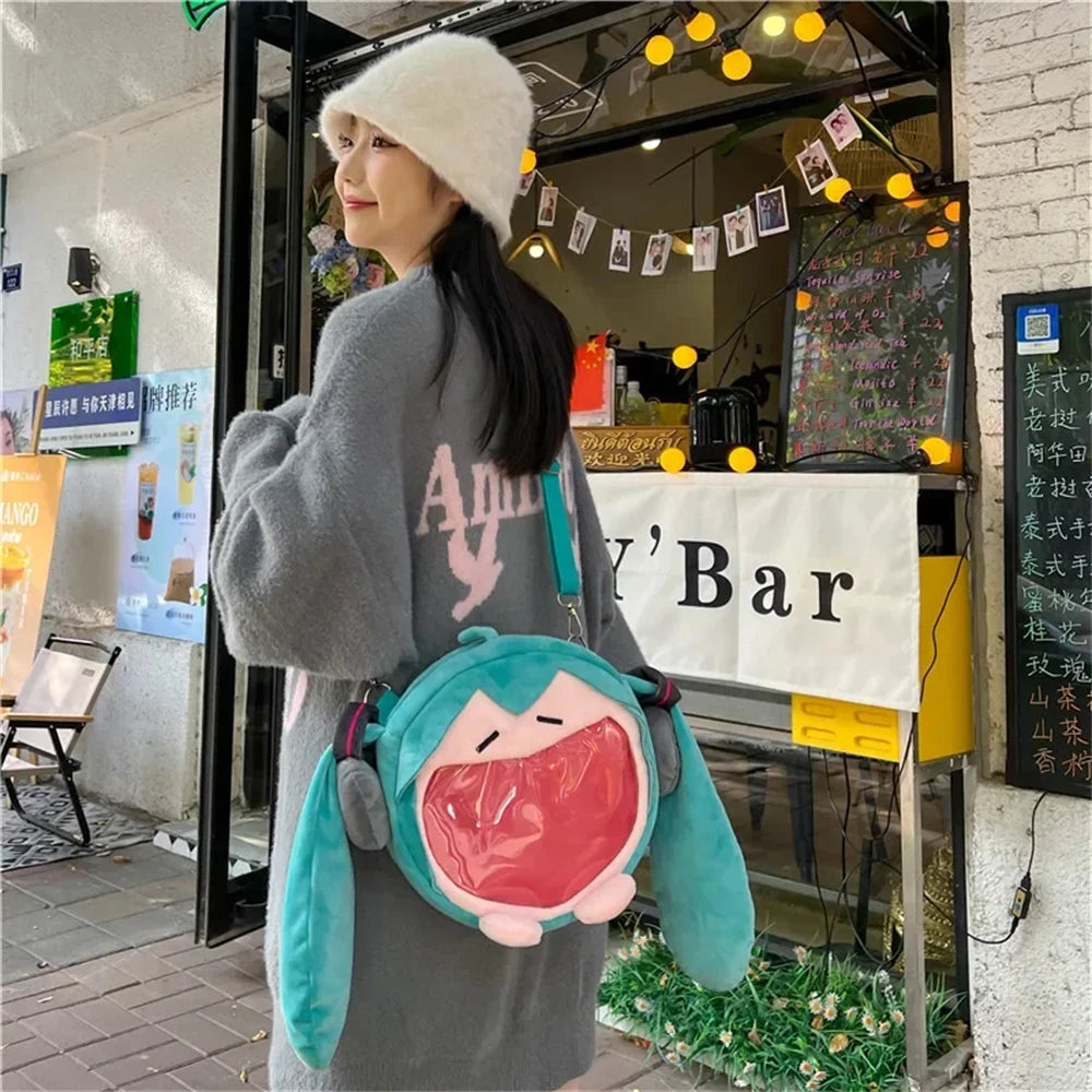 Hatsune Miku Shoulder Bag New Backpack Cute Anime Girl Plush Cartoon Kawaii Knapsack Student Bag Packet Kids Gifts Toys
