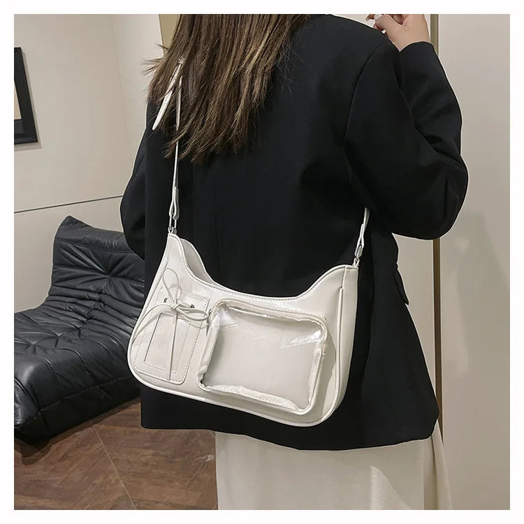 Y2k Harajuku Shoulder Bag Women Korean Transparent Ita Bag School Crossbody Bag Female Japanese Designer Preppy Handbag Purse