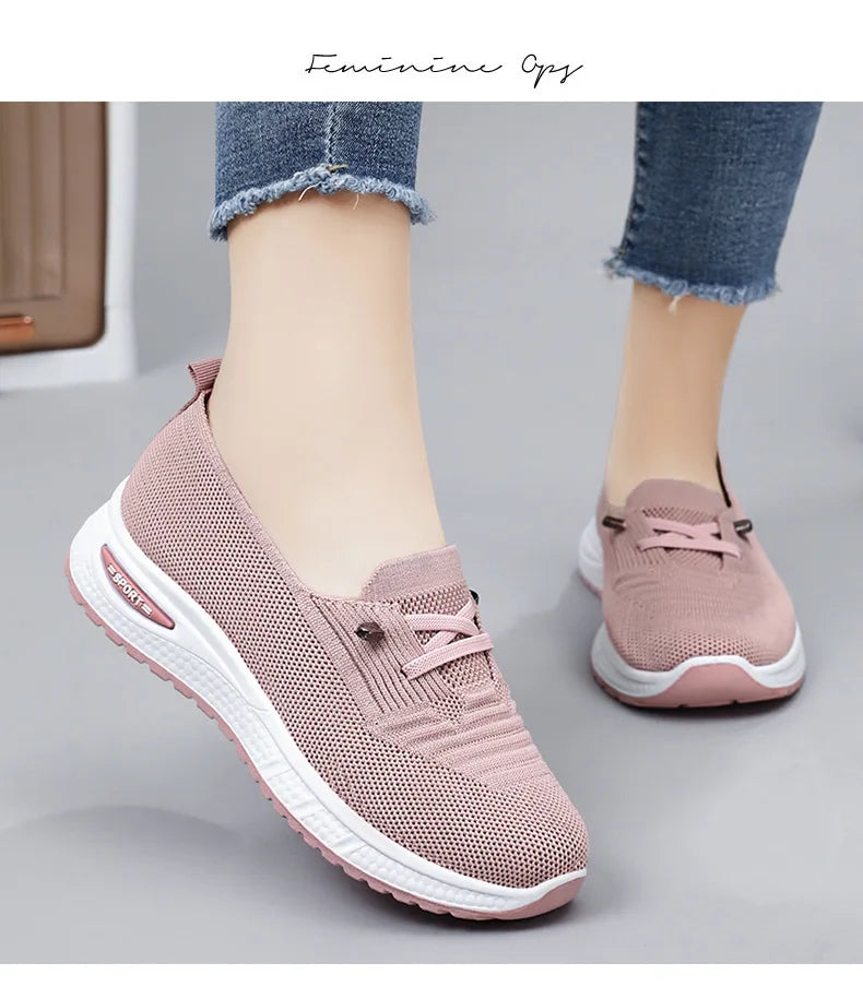 Summer Women's Sneakers Breathable Slip on Walking Shoes Mesh Low Top Womens Vulcanized Shoes Soft Sole Lightweight Women Shoes