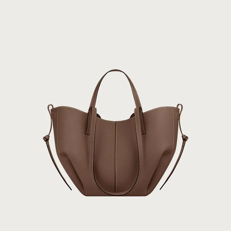 Women's large capacity leather hand-held wing bag, pleated underarm tote bag, casual and fashionable one shoulder underarm bag