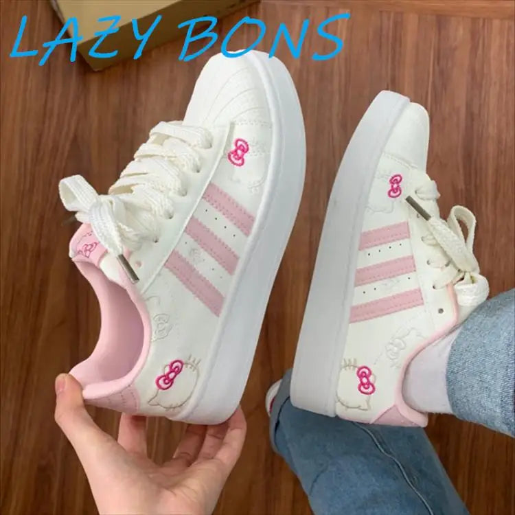 Hello Kitty Board Shoes Summer Sweet Women Sports Shoes Anime Sanrios Cartoon Kt Leisure Cute Girls Student Thick Soled Shoes